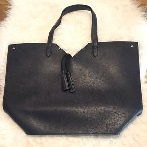 Dark blue faux leather tote